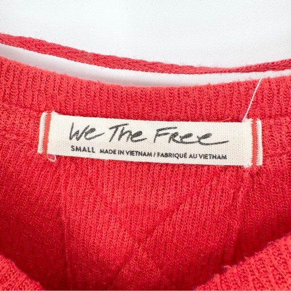 FP We The Free Snowy Thermal Scoop Neck Side Vent Top Orange Sz S Oversized Boho - Picture 12 of 16